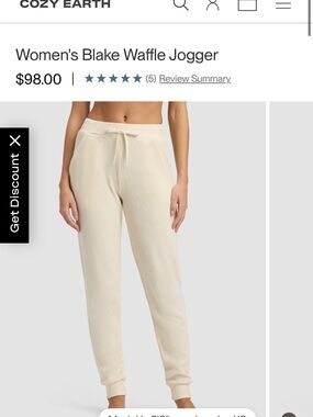 Cozy Earth Waffle-Knit Cream Lounge Joggers